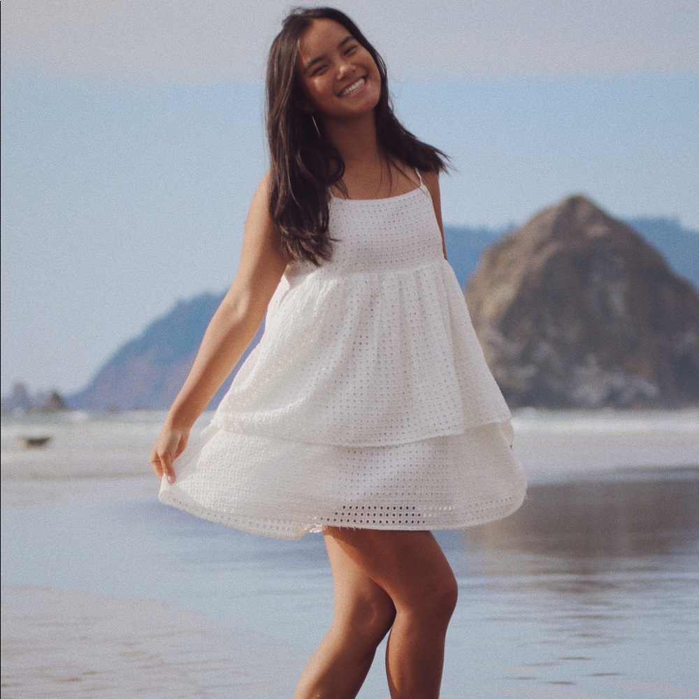Katrina Eyelet Tiered Ruffle Mini Dress